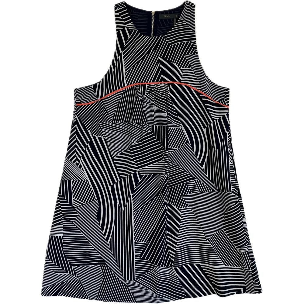 THML Black White Geometric Print Sleeveless Dress Women's Size M